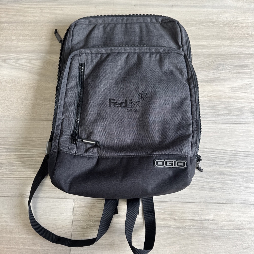 OGIO Sly Pack Laptop Tablet Padded Backpack Grey 3 Compartment FedEx Office Logo